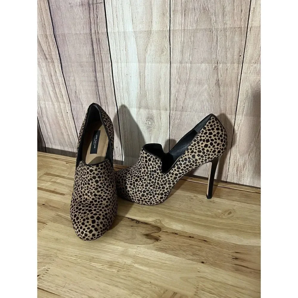 Ann Taylor Heels Shoes Leandra Leopard Leather Platform Shootie